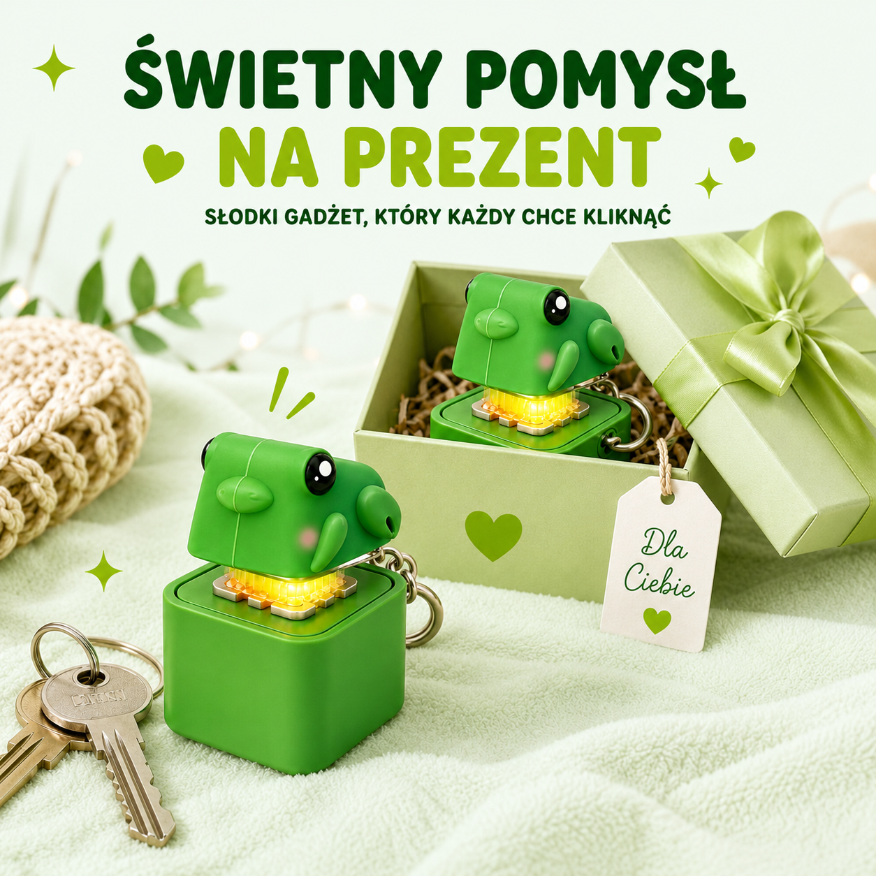 KlikŻabka — Interaktywny brelok-żabka z dźwiękiem i światłem 🐸