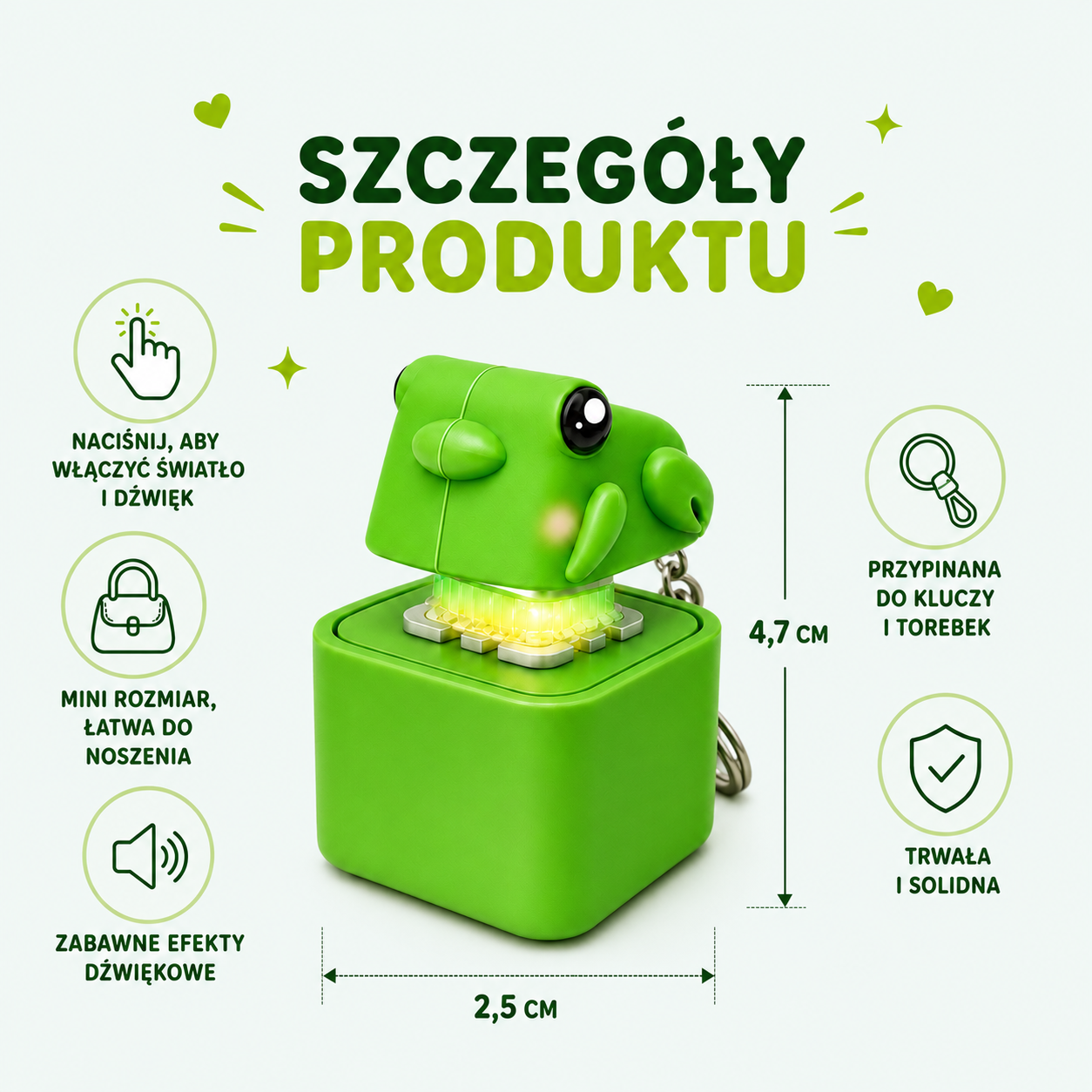KlikŻabka — Interaktywny brelok-żabka z dźwiękiem i światłem 🐸