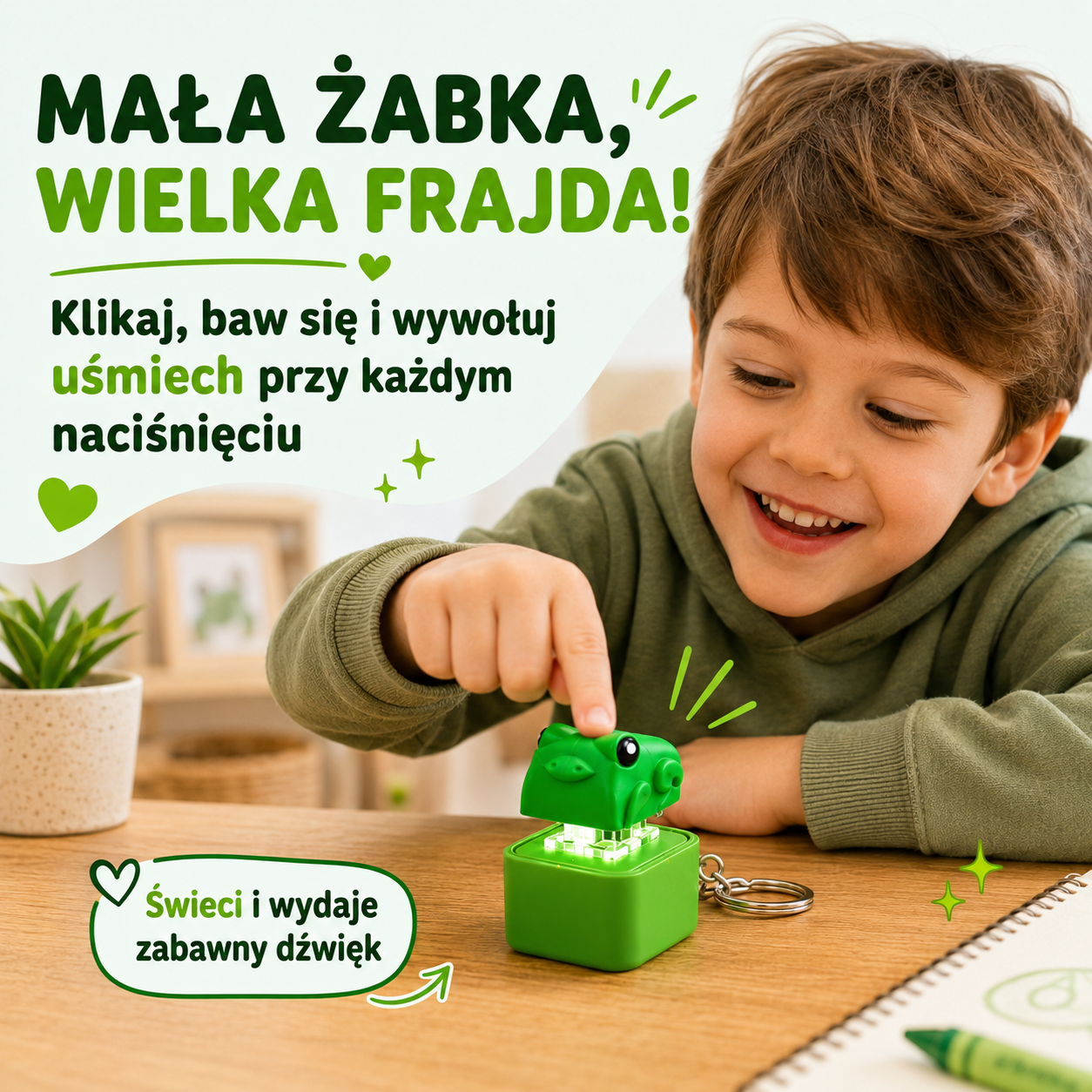 KlikŻabka — Interaktywny brelok-żabka z dźwiękiem i światłem 🐸