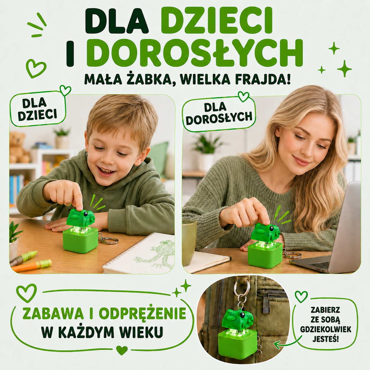 KlikŻabka — Interaktywny brelok-żabka z dźwiękiem i światłem 🐸